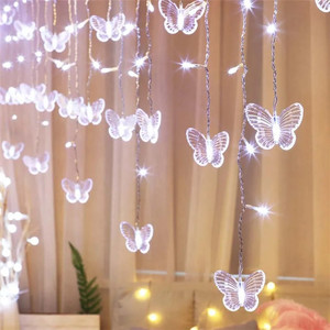 Hada de Navidad 8 modos Led cadena carámbano ventana cortina lámpara mariposa guirnalda decoración interior Halloween boda - Product Image 5