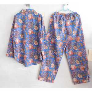 Women Cotton Floral Pajama Set Long Sleeve Shirt and <b>Pants</b> Two Piece Comfortable Breathable Summer Sleepwear Night Suit - Product Image 5