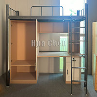 Lit superposé professionnel en métal avec bureau et rangement intégré, lit superposé moderne en acier pour étudiants et logements étudiants