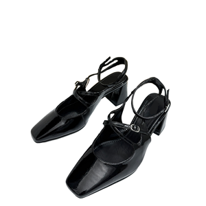 Sandales Mary Jane noires à talon épais et ouvertes à l'arrière pour femme, collection été-automne 2026 - Product Image 1