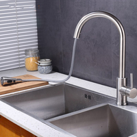 Robinet de cuisine intelligent 360° sans contact, monocommande, avec cartouche céramique moderne, en acier inoxydable 304, monotrou, avec douchette extractible