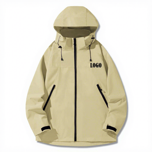 Unisex Hooded Windproof Jacket Solid Color Casual Autumn Wear Zipper Front Logo Regular Fit 100% Polyester Woven Material - Product Image 3