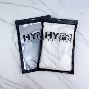 Bolsas con Cierre de Cremallera de PE Semitransparentes Esmeriladas al por Mayor con Borde Negro, Logotipo de Marca Impreso Personalizado, Bolsas Impermeables con Cremallera para Toallas Deportivas - Product Image 5