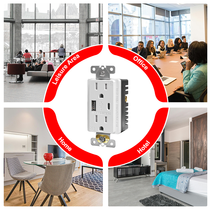 Easy Installation Power Wall Socket Outlet USA 15A 125V 4.2A USB Smart Sockets U L Listed · image 3