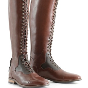 Botas de Mujer Estilo Británico, Nuevas de Invierno, Tacón Cuadrado Bajo, Decoración Metálica, Cordones Delanteros, Talla Grande - Product Image 1