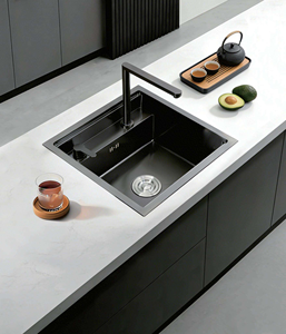 Mini-évier encastré, acier inoxydable SUS304, cuve simple avec robinet rétractable, pour bar, balcon, camping-car et café - Product Image 3