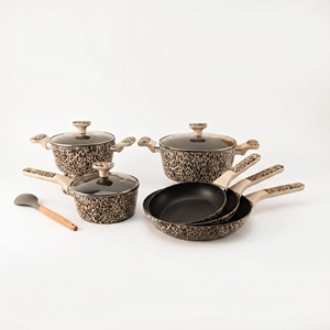 Ensemble de casseroles et poêles antiadhésives en alliage d'aluminium 9 pièces, compatibles induction, poignée en bakélite, pour hôtels et restaurants, vente en gros - Product Image 1