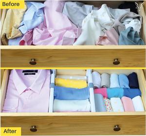 4 Pack Expandable Plastic PS+ABS Wardrobe <b>Drawer</b> Divider Clothing Organizer Detachable Design Five Layers Injection Neat Floor - Product Image 3
