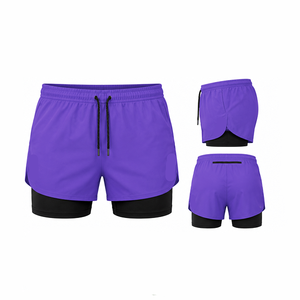 Custom Double <b>Layer</b> Running Shorts Lightweight Performance Sportswear With Compression Liner And Secure Pockets For Athletes - Product Image 3