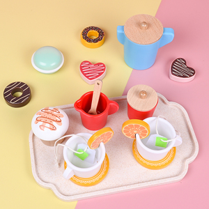 Set da tè personalizzato in legno <span class=keywords><strong>per</strong></span> feste da gioco accessori da cucina set da gioco <span class=keywords><strong>per</strong></span> bambini finta gioco colorato classico <span class=keywords><strong>per</strong></span> bambina regalo - Product Image 3