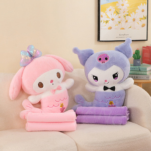 Kuro mi Mer criada juguete de peluche de dibujos animados manta de almohada 2 en <span class=keywords><strong>1</strong></span> cojín de aire acondicionado para coche manta de siesta para niños de doble propósito - Product Image 5