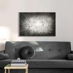 Arte de pared enmarcado abstracto oscuro: lienzo de cuadrados 3D pintura texturizada ilustraciones imagen moderna para oficina - Product Image 5