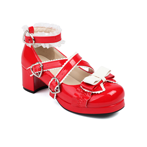 WETKISS Wholesale Big Size 45 Platform <strong>Pumps</strong> Shoes Chunky Heel White Ankle <strong>Pumps</strong> Cross Strap <strong>School</strong> Girls Lolita Shoes With Bow - Product Image 3