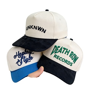 Casquettes de baseball à 5 panneaux en coton bicolore avec logo personnalisé du fabricant, broderie de lettres de haute qualité, casquettes snapback sportives - Product Image 1
