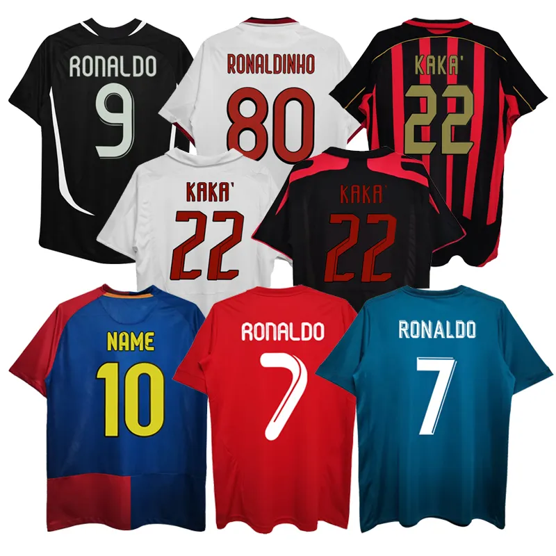 All'ingrosso retrò Vintage Ronaldo 7 # e KAKA 22 # maglia calcio di alta qualità da uomo divise da calcio dalla Thailandia