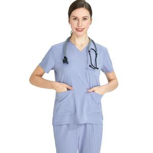 Ensemble de gommage à manches courtes extensible à séchage rapide pour femmes pour salle d'opération médecin infirmière vêtements de travail - Product Image 3