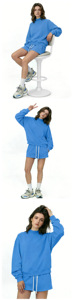 Conjunto de <span class=keywords><strong>2</strong></span> piezas para mujer: Sudadera de forro polar holgada de cuello redondo liso y pantalones cortos de estilo urbano, ecológicos, para otoño, en stock. - Product Image 6