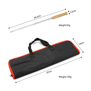 8 brochettes de barbecue réutilisables, robustes, résistantes à la chaleur, larges et de grande taille, en acier inoxydable avec manche en bois de chêne - Product Image 2