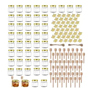 Best Selling Whole Empty Mini Luxury Hexagon Honey Glass Jars For Honey With Lids