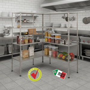 INOX POWER INXSCA0113 Scaffale Impilabile a 3 Ripiani in Acciaio Inox AISI 304 100x40cm Altezza 150cm - Product Image 3