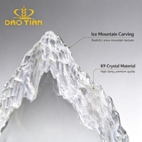 Trophée en cristal 3D Montagne, Plaque de récompense en verre Ice Peak, Base noire gravée au jet de sable, Trophée de champion pour Sports, Randonnée, Course à pied