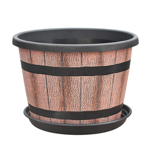 Maceta de Plástico Estilo Barril de Whisky, Maceta Retro Vintage para Jardín Interior y Exterior, Decoración del Hogar - Product Image 6