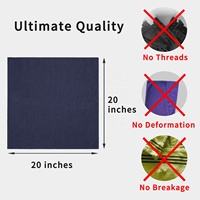 Servilleta Cuadrada de Tela Vaquera Azul Marino Comercial, 240 g/m², Poliéster Hilado Resistente a las Manchas, para Restaurante, 50x50 cm