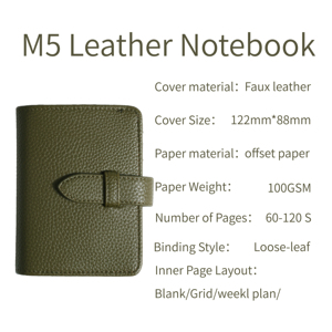 Agenda in Pelle M5 Stile Vintage con Fogli Mobili, Pianificatore Giornaliero, Pagine Personalizzabili, 40 Fogli di Carta Offset per Affari - Product Image 5