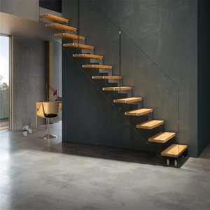 Ace Finely Processed Invisible Steel Stringer Escalera flotante <span class=keywords><strong>Escaleras</strong></span> en voladizo ocultas Escalones de madera Escalera flotante - Product Image 2
