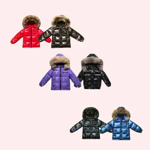 Children Down Jackets Hooded Real Fur Collar Girls Boys Warm Windproof Bubble Puffer Wholesale Winter Feather Down Coat For Kids