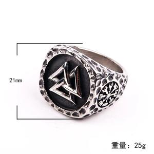 Viking Valknut Men's <b>Stainless</b> <b>Steel</b> <b>Ring</b> Norse Runes Odin Symbol Gold Plated Punk Fashion Charm Jewelry Anniversary Accessories - Product Image 2