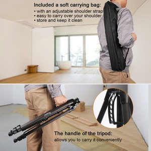 Trépied pour niveau laser <span class=keywords><strong>Huepar</strong></span> 1,6 m 2 kg, tête plate en aluminium, réglable, TPD16, avec poignée et bulle pour auto-nivellement - Product Image 5