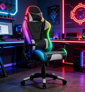 Sedia da Gaming OEM con Luci LED RGB, Design Sportivo, per Gaming e Streaming, con Schienale Reclinabile e Braccioli Regolabili - Product Image 2