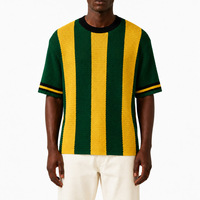 Pull tricoté personnalisé avec logo, à rayures croisées, manches courtes, style vintage, pour homme, idéal pour l'été