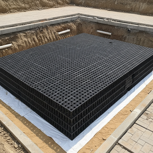 Module de réservoir d'infiltration d'eau pour terrains de jeux d'écoles primaires, sous les pistes, les allées et les chemins de circulation légers, avec géotextile - Product Image 4