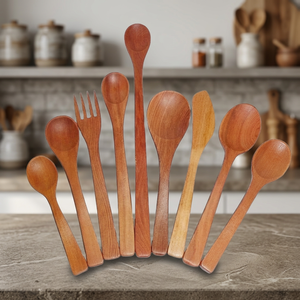 Nouvelle cuillère de service en bois fumé durable du Vietnam avec certification FDA 6 pièces par sac - Product Image 2