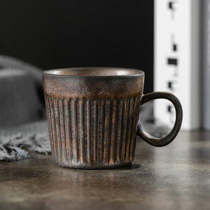 Tazza da Caffè in Ceramica Grezza Stile Giapponese Retrò Vintage, Lusso Leggero, per Latte Art, Tè Pomeridiano, Uso Domestico e Caffetteria - Product Image 4