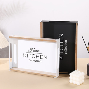 Plateau de service rectangulaire en bois naturel Master Gu, bord peint en bambou, pour cuisine et maison, 2317V - Product Image 2