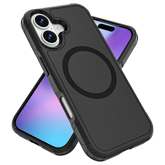 2 in 1 Hybrid Case for iPhone 17 TPU+PC Anti-Shock Phone Case With Magnetic Wireless Charging Back Cover for iPhone 16 15 14 13
