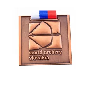 Custom Made 3D Engraving Bronze Plated Medals No Minimum Rectangle Shape Souvenir Medal Sports
