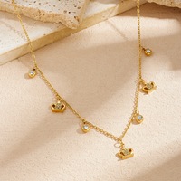 Ensemble collier et bracelet en acier inoxydable 316L pour femmes, breloques couronne et zircon CZ rond, finition or 18 carats PVD, cadeau élégant OEM