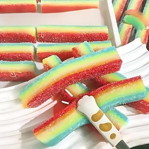 <b>Rainbow</b> Sour Strip <b>Candy</b> Squishy Toy, Realistic Gummy Squeeze Fidget Toy, Slow Rising Decompression Toy for Kids & Adults - Product Image 3