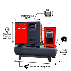 เครื่องอัดอากาศแบบสกรู PM VSD 4-in-1 พร้อมถังเก็บลมและตัวกรอง ประหยัดพลังงาน ปรับความถี่ได้ 7.5kW 11kW 10-15HP - Product Image 4