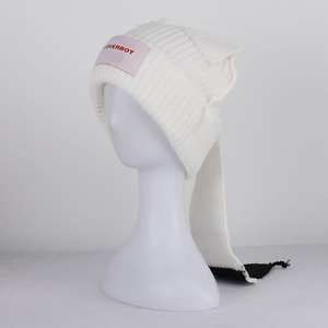 New Style Cute Cartoon Warm Bunny Beanie Hüte Großhandel Frau Katze Schwein Ohren Strick Acryl Hüte mit Single Knit Long Tail - Product Image 5