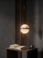 Lustre LED en marbre naturel style ligne de pêche, en laiton de luxe de style italien, pour chambre, couloir, entrée, pièce d'art