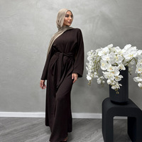 Vente chaude Abaya Femmes Robe Musulmane Mode Abaya Dubaï Modeste Cravate Taille Robe Abaya