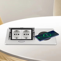 Hot Seller EU Power Conference Pop Table Charge sans fil Flip Cover Prise de table avec 2 USB-A 1 Ports USB-C en alliage d'aluminium