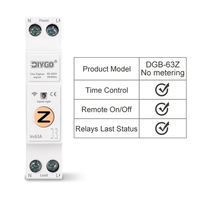 Interruptor de Circuito Inteligente DIY GO Mini de Plástico Zigbee/WiFi 63A 1P+N con Medidor de Energía, Medición de KWh, Relé Temporizador y Control TUYA