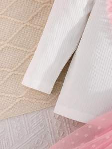 Ensemble jupe et haut pour bébé fille Fnaobai, printemps automne, vêtements pour enfants, haut à manches longues en tricot côtelé avec cœur, jupe tutu en maille - Product Image 5