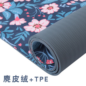 Tapis de yoga en suède TPE Bowl, 3-8 mm, imprimé, antidérapant, pour la maison, la remise en forme, la danse, l'utilisation en studio - Product Image 2